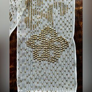 Vintage scarf with metallic beads and sequins